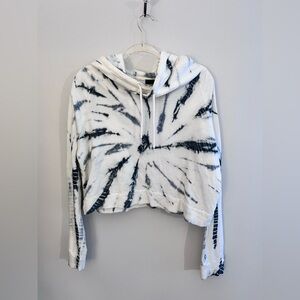 Women’s Tie-Dye Cropped Hoodie - White & Black